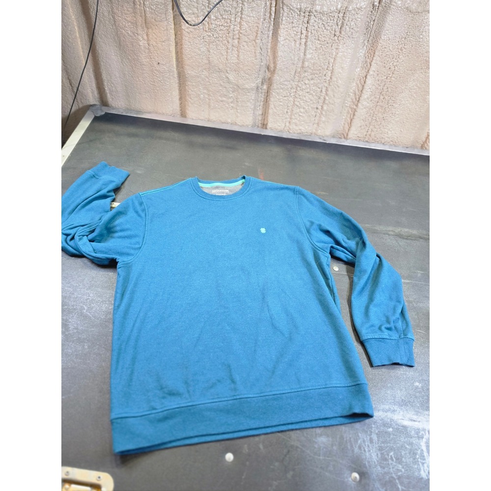 IZOD Advantage Performance Stretch Sweatshirt Mens Large Teal Blue Crewneck